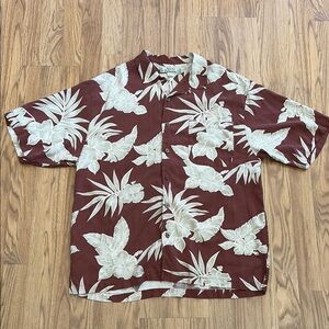 Tommy Bahama Hawaiian Shirt Button Down 100% Silk Size Large L